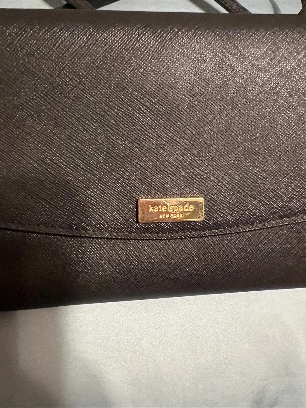 kate spade Black Textured Leather Crossbody with Gold Hardware